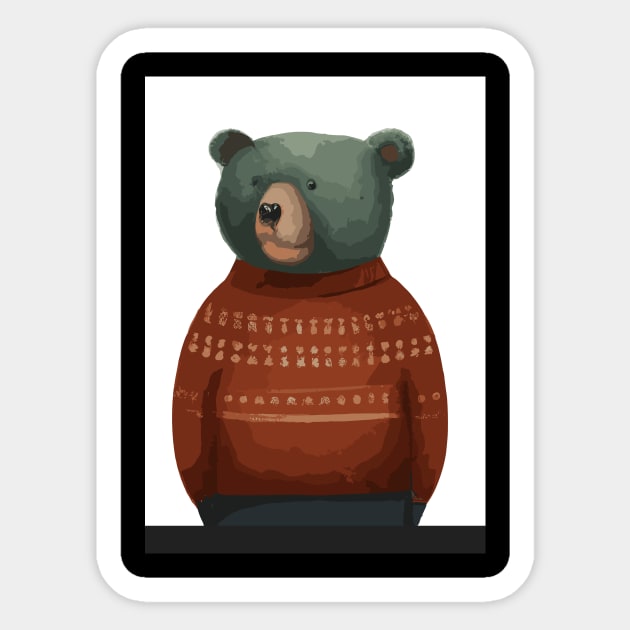 Bear in Winter Pullover Sticker by maxcode